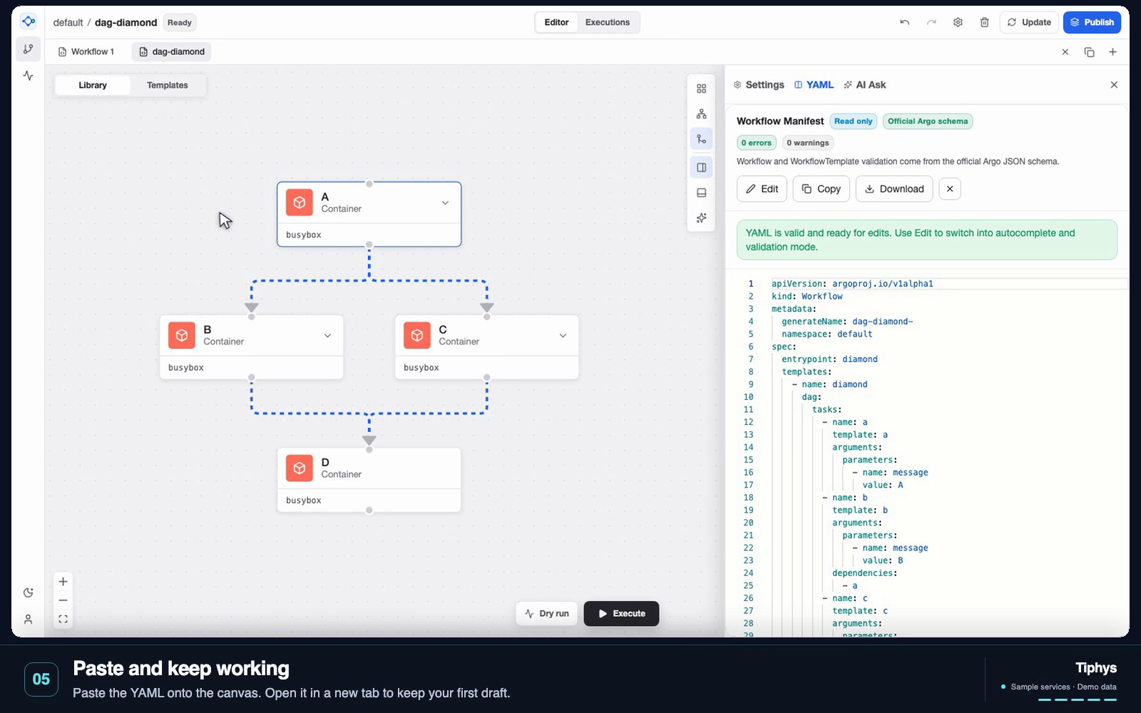 Tiphys: A Visual Editor for Argo Workflows